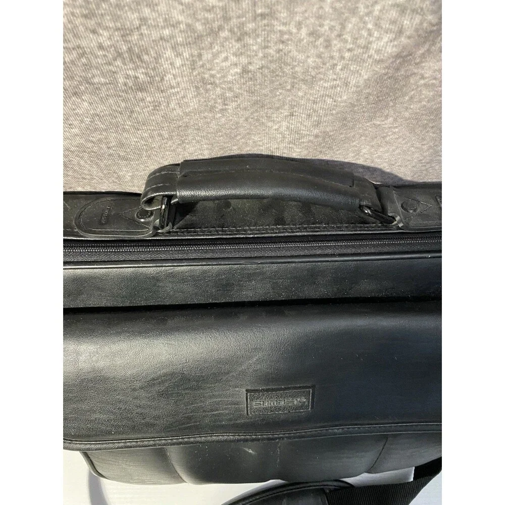 Sumdex Black Faux Leather Laptop Bag Briefcase Messenger Shoulder Strap 15